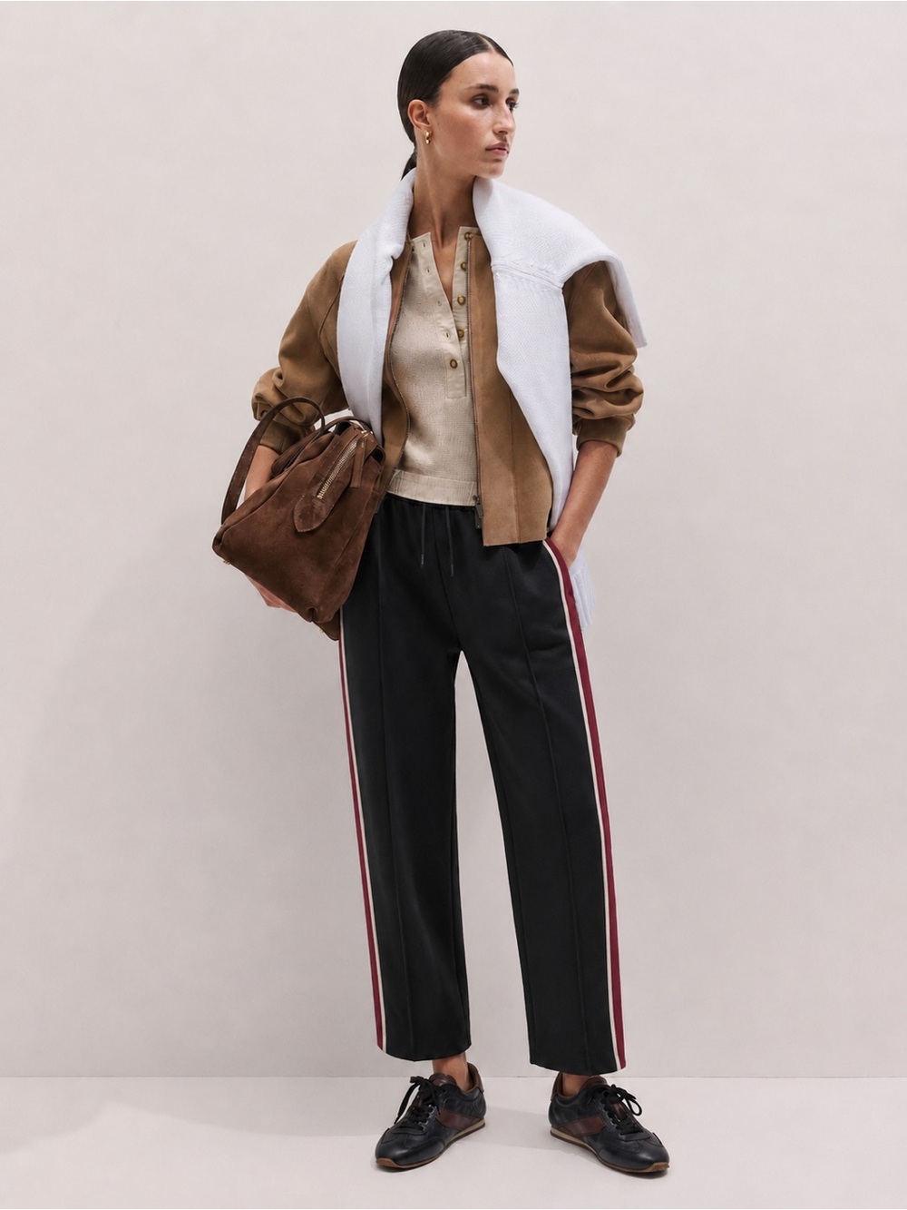 Kenzo | Women’s Airy Relaxed Travel Bordeaux Jogger Track-pants Side Stripe US 8